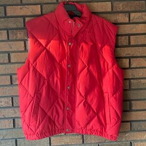 WoodLake Men’s XL Red Down Puffer Vest Zip Front Snap Placket NWOT